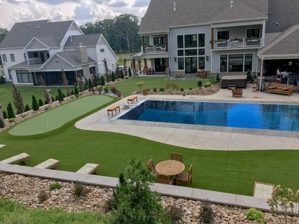 House with artificial grass