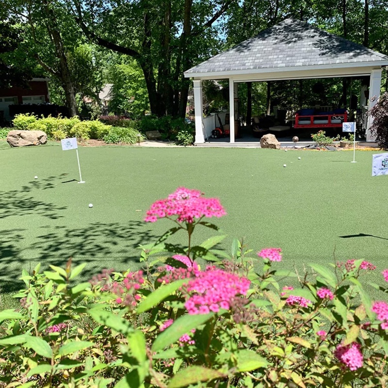 Backyard golf area made of artificial-grass