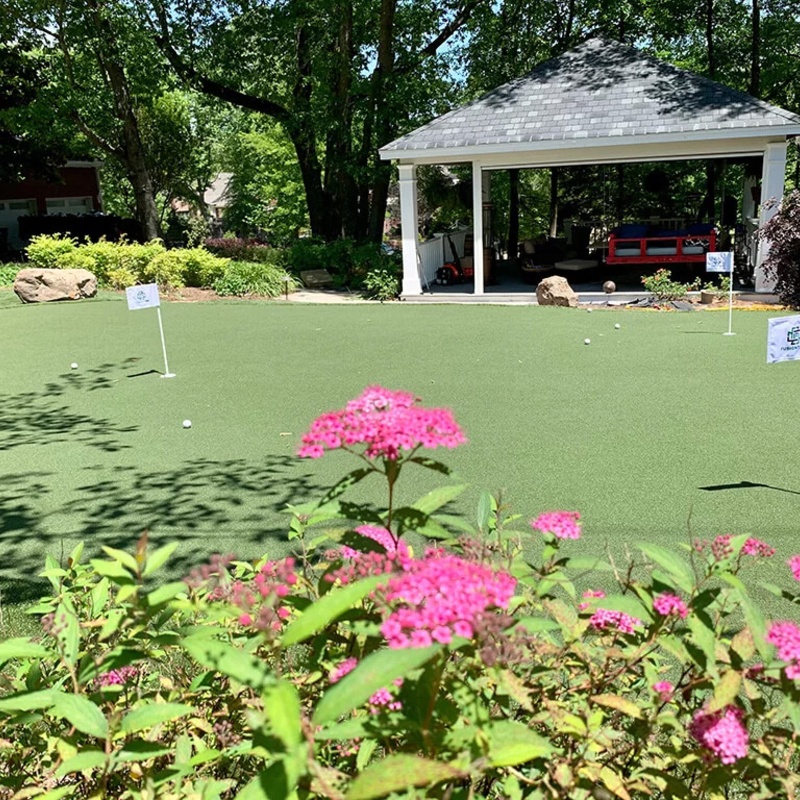 Backyard golf area made of artificial-grass