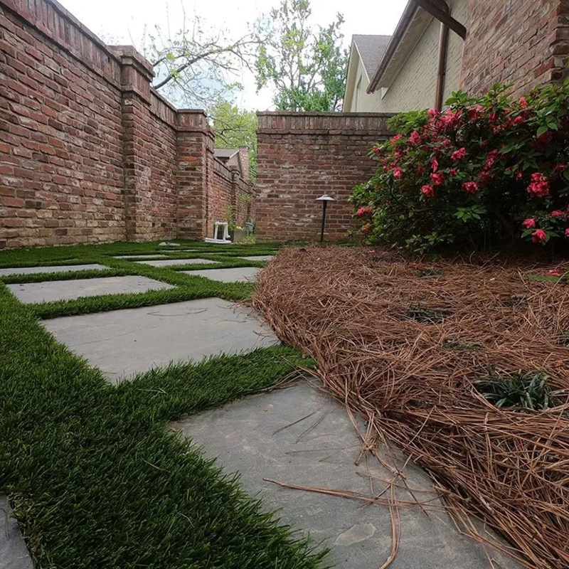Backyard area made of fake grass
