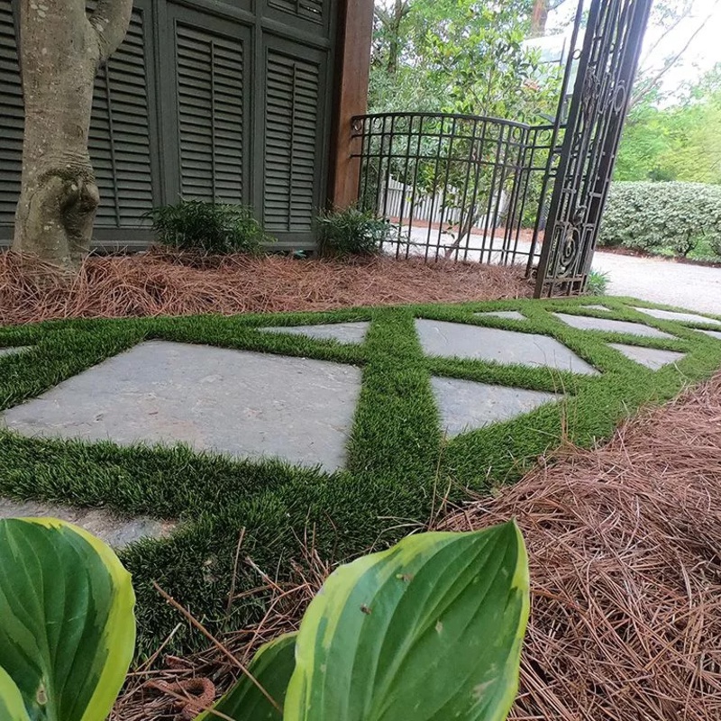 Walkway made of fake grass