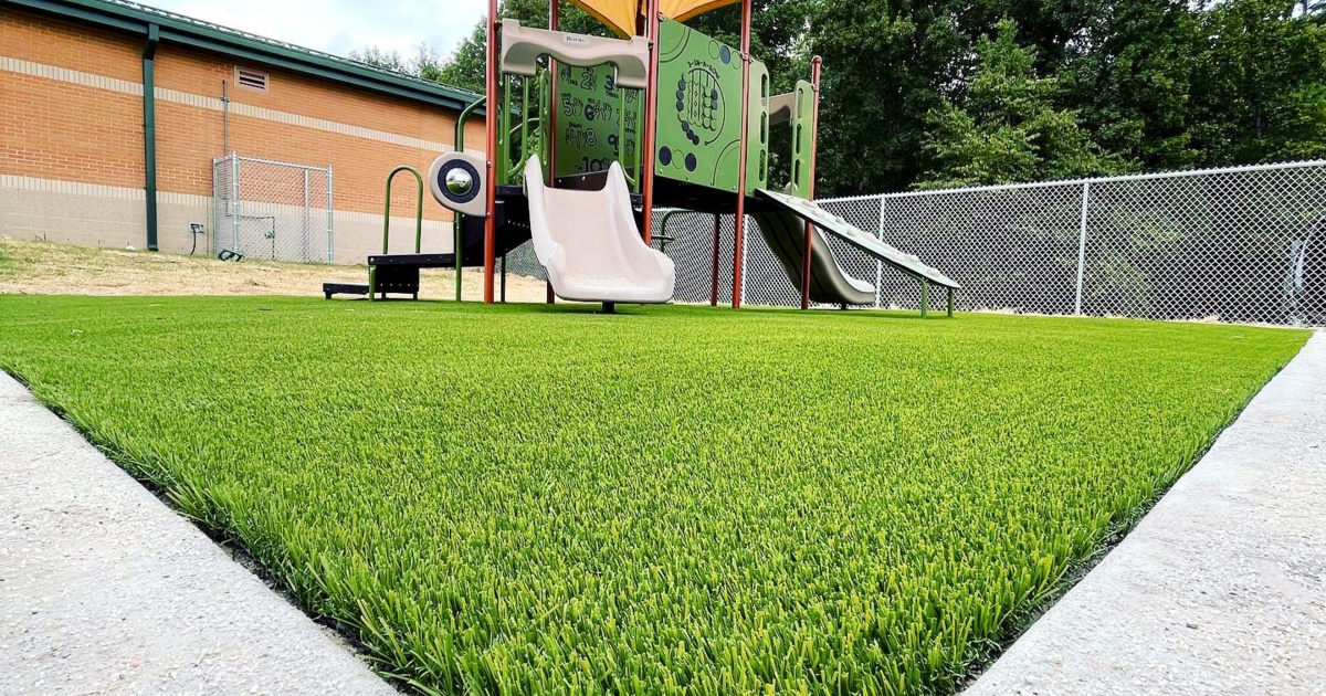 Artificial grass for playgrounds